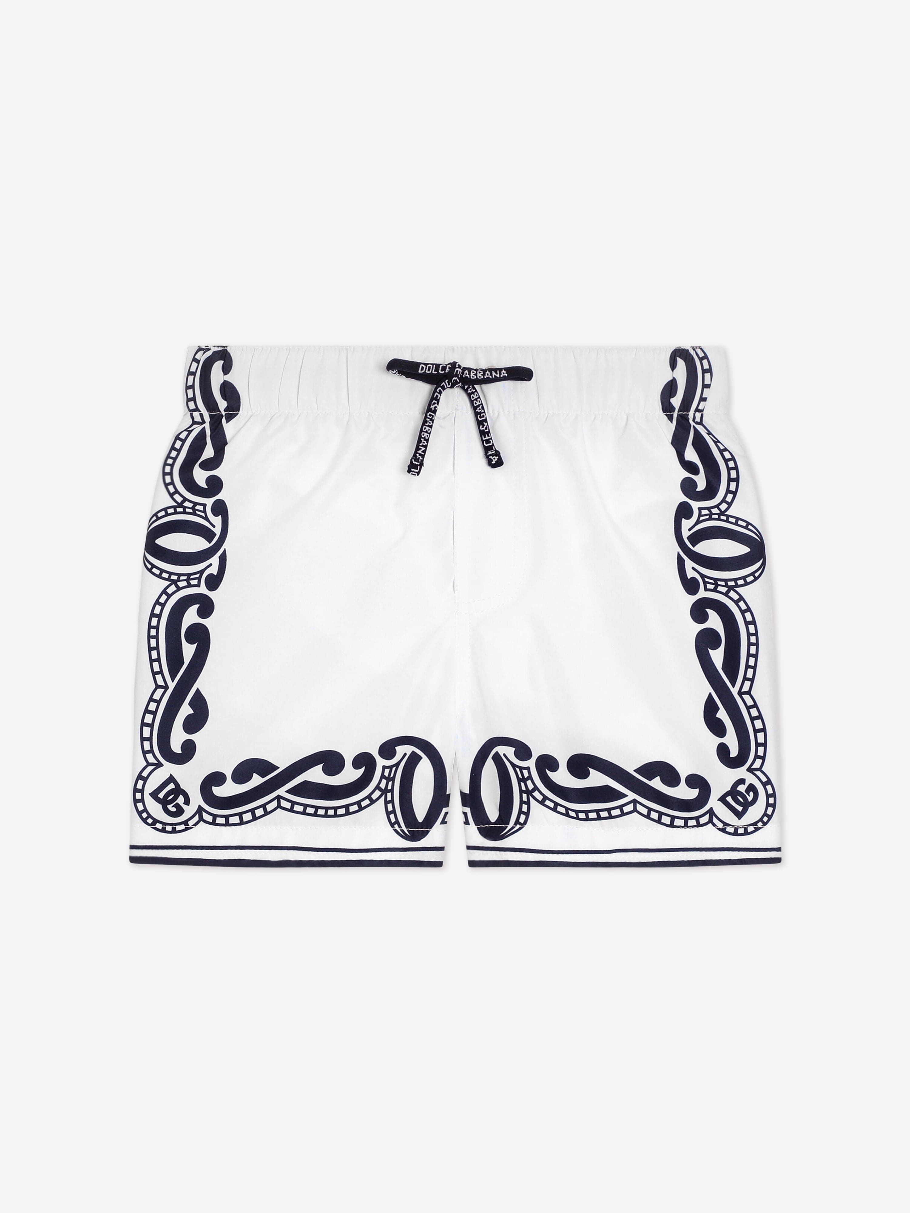 돌체앤가바나 Baby Boys Bandana Print Swim Shorts in White