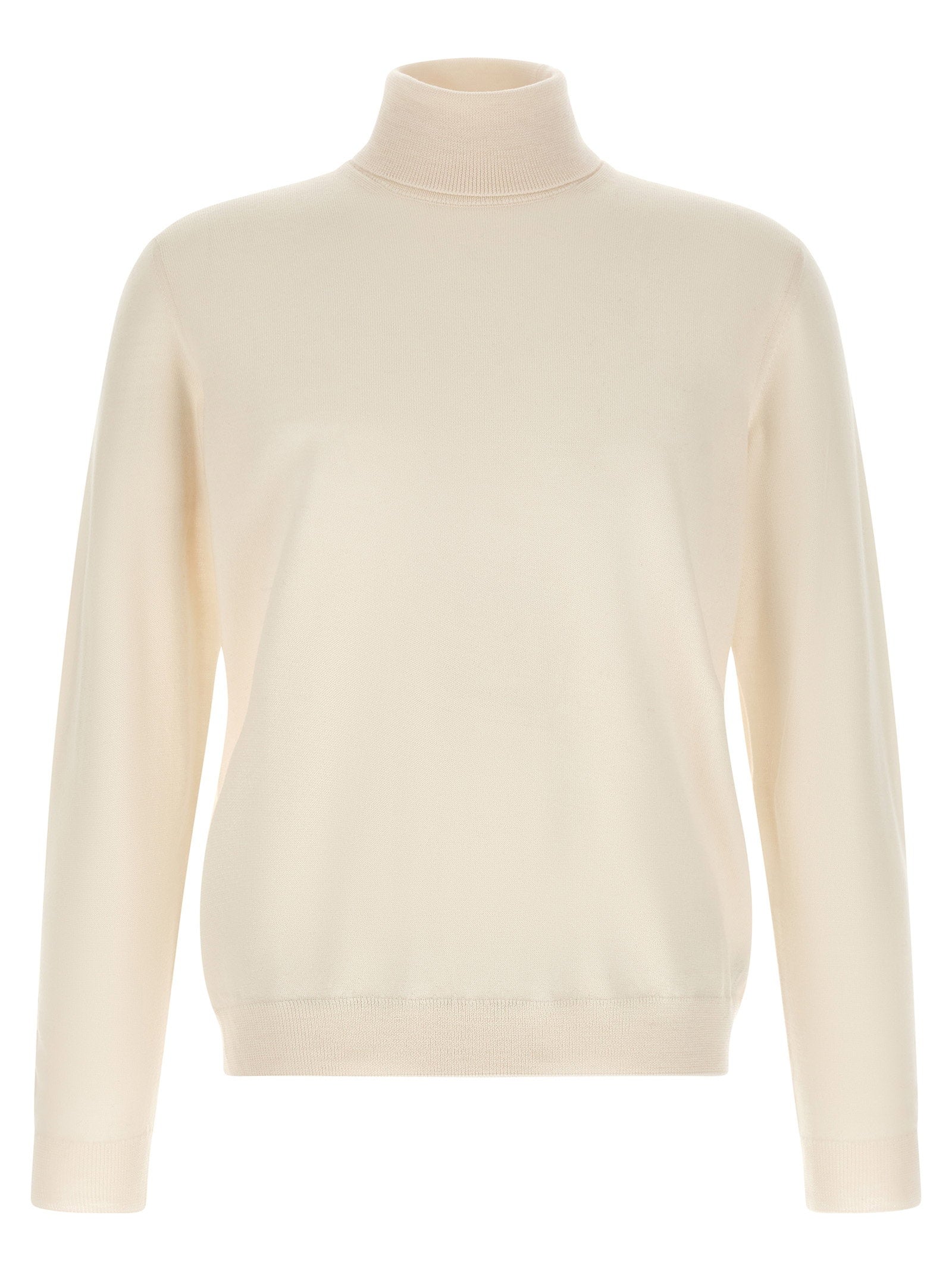 Virgin Wool Turtleneck Sweater — Cream