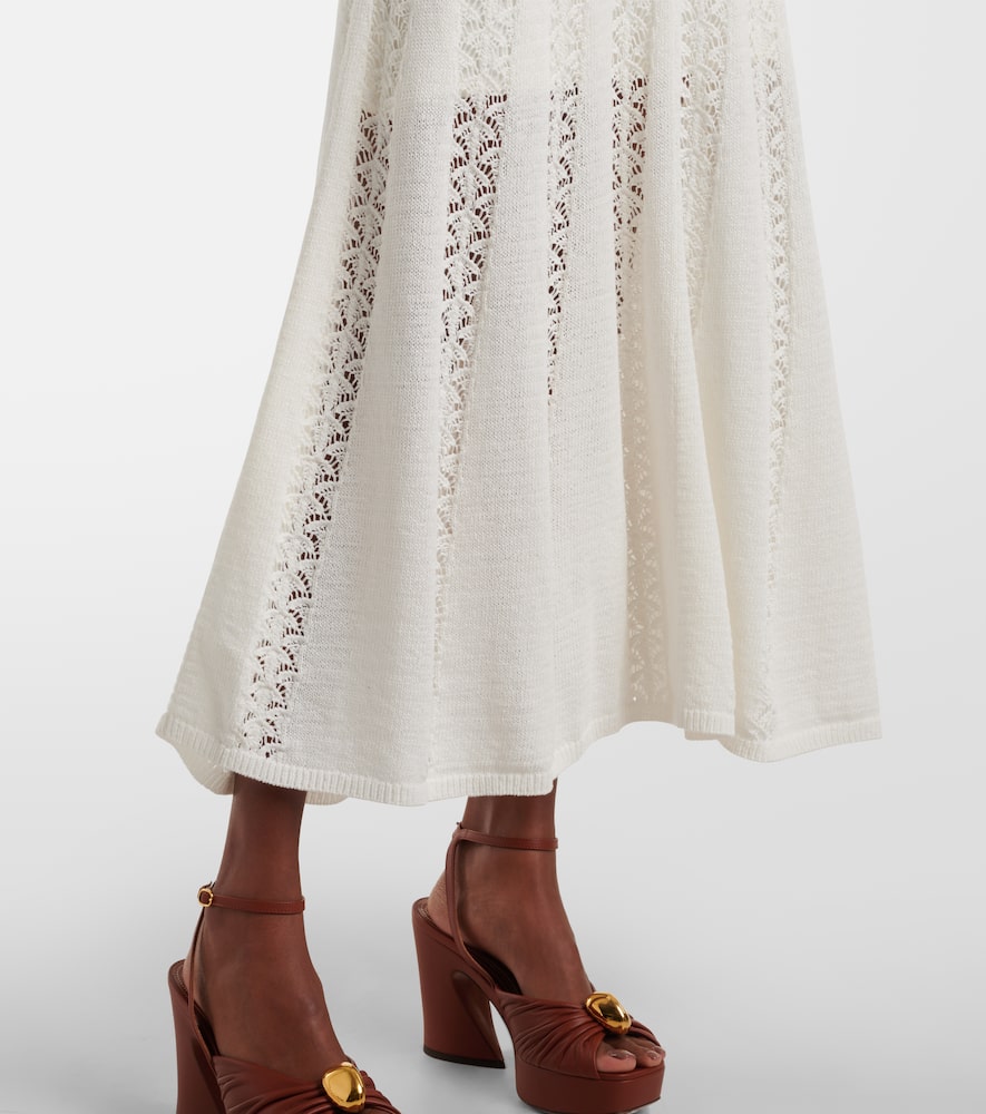 Zimmermann Wylie Flared Knit crochet cotton maxi skirt