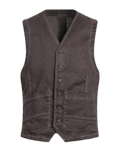 Patrizio Piscaglia Man Tailored Vest Dark brown Size 44 Hemp, Cotton, Elastane