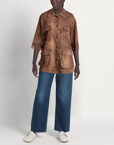 Woman Jacket Brown Size S Cotton, Elastane