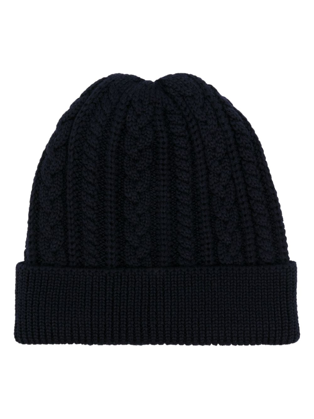 Cable-knit beanie hat - Green