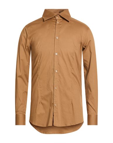 Man Shirt Camel Size M Cotton, Elastane