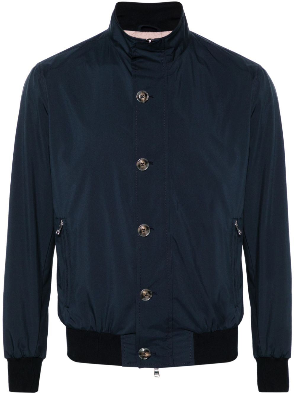 Mock-neck button-down bomber jacket - Blue