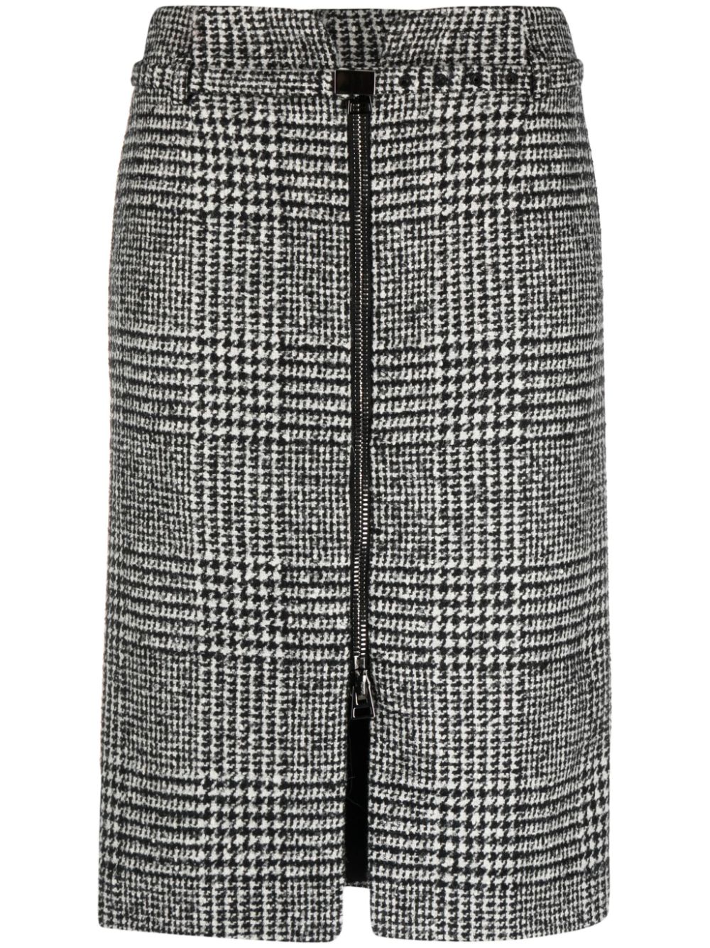 Check-print pencil skirt - Black