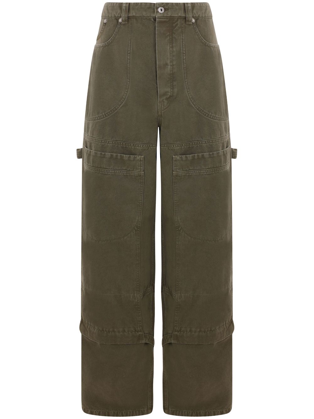 Wide-leg cargo jeans - Green