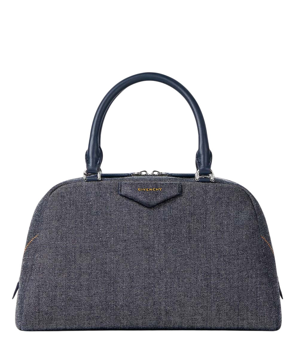 Dark Blue Denim Antigona East West Handbag