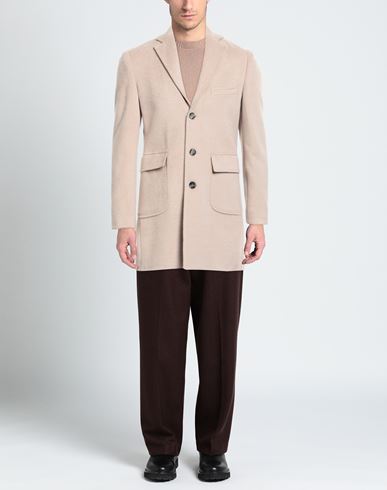 Man Coat Beige Size 44 Polyester, Viscose, Wool
