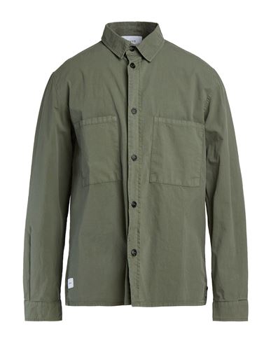 Man Shirt Military green Size L Cotton, Elastane