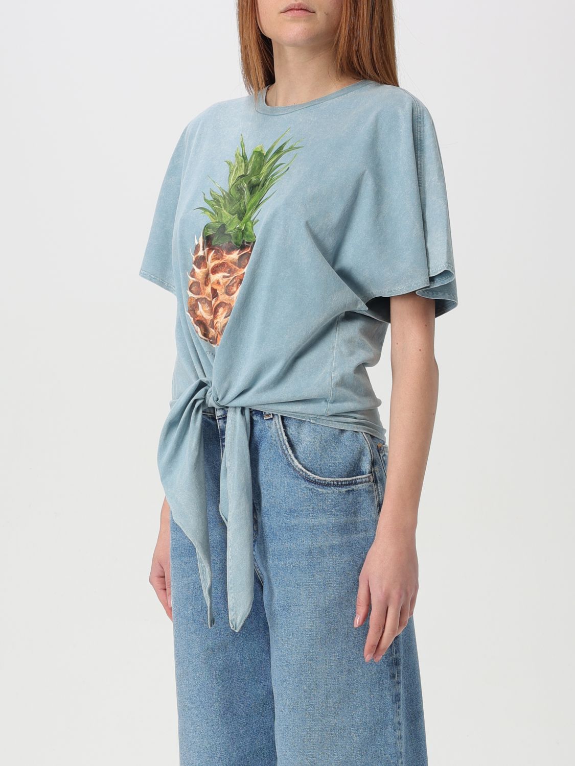 Pineapple-print cotton T-shirt - Blue
