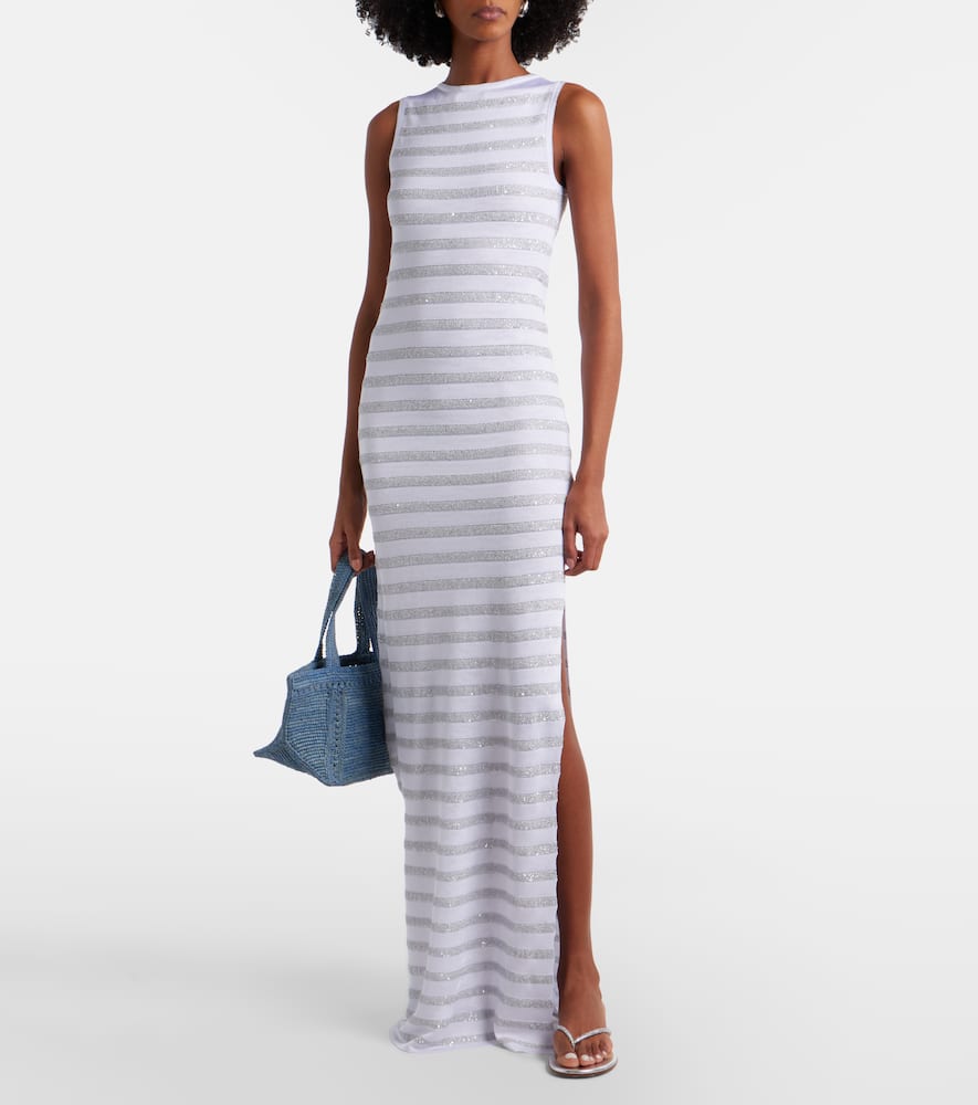 Sequined striped maxi dress
