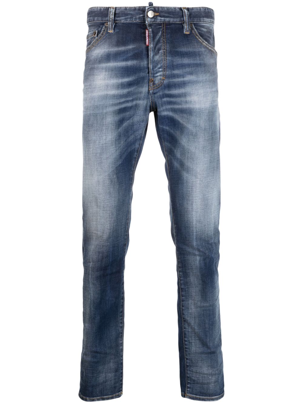 Distressed-effect slim-leg jeans - Blue