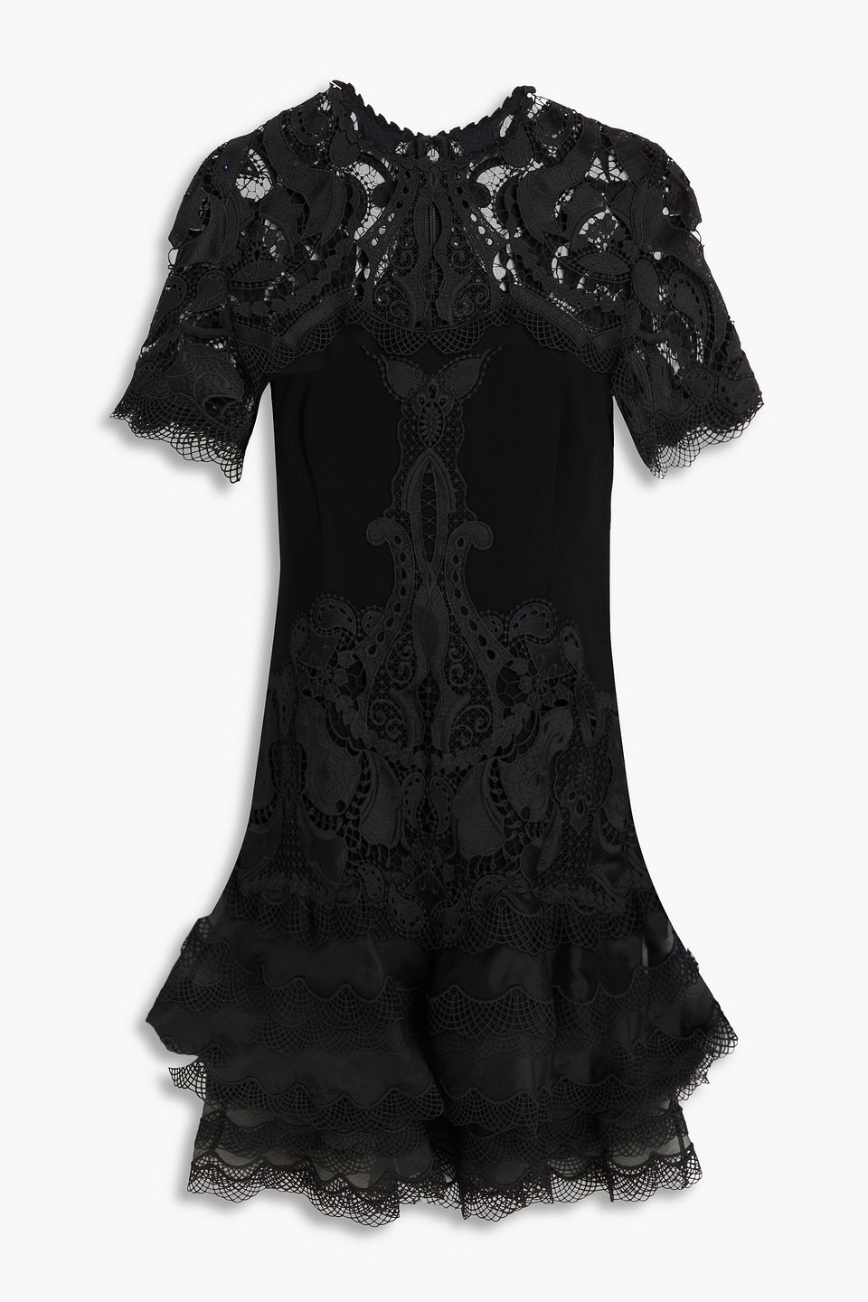 Paislee guipure lace-paneled crepe mini dress - Black - US 8
