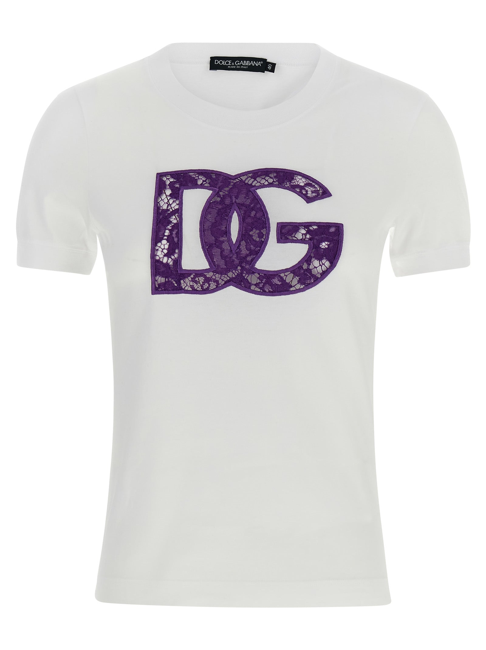 Logo-Embroidered Lace T-Shirt — White