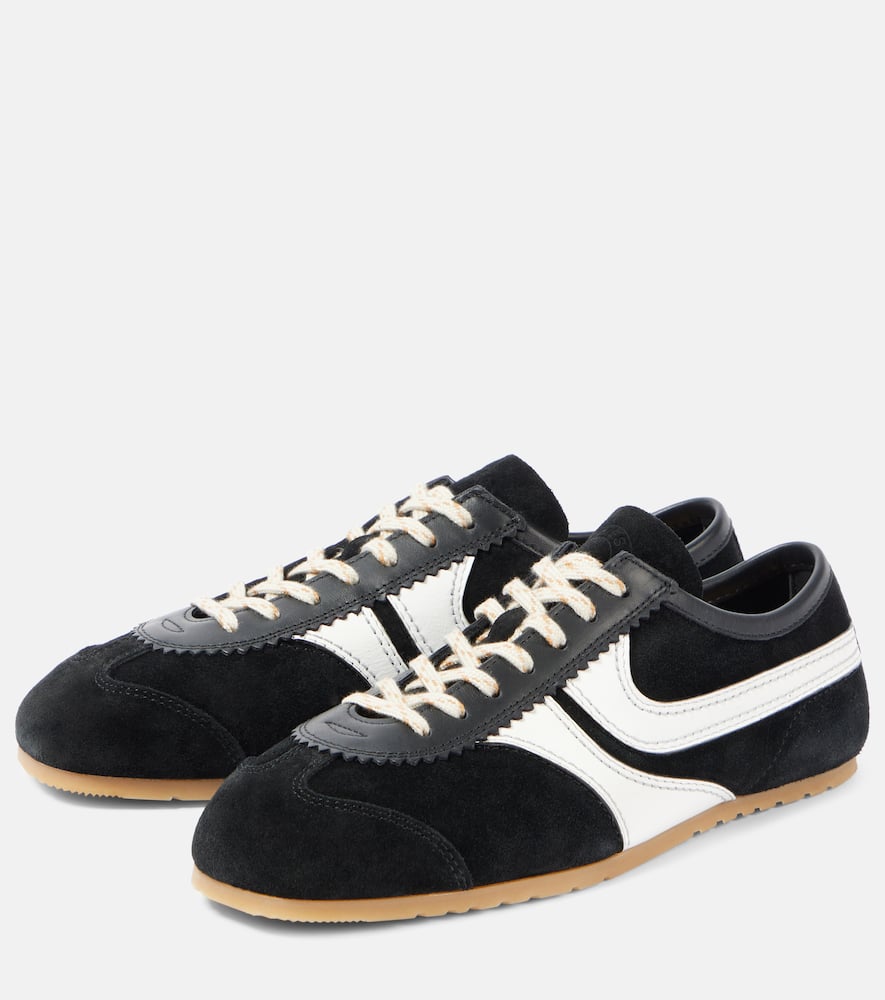 Leather and suede sneakers