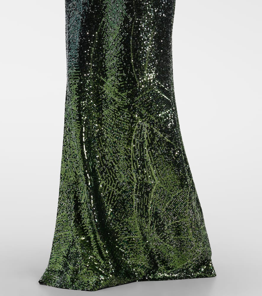 Ombré sequined silk-blend gown