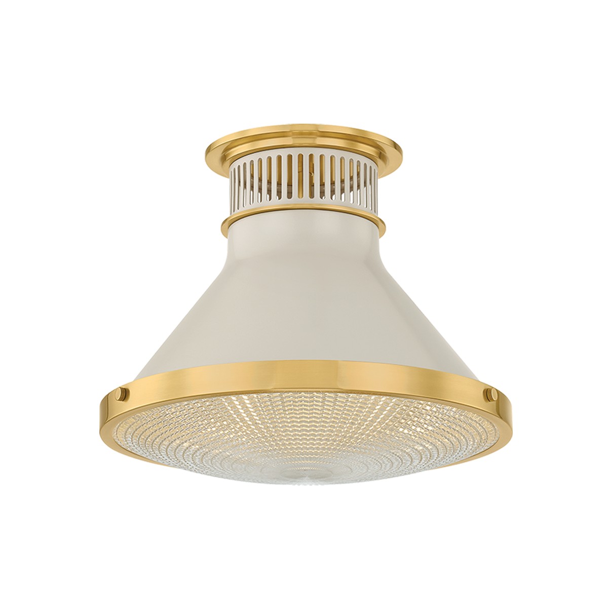 Aged Brass Off-White Flush Mount from the Highclere Collection