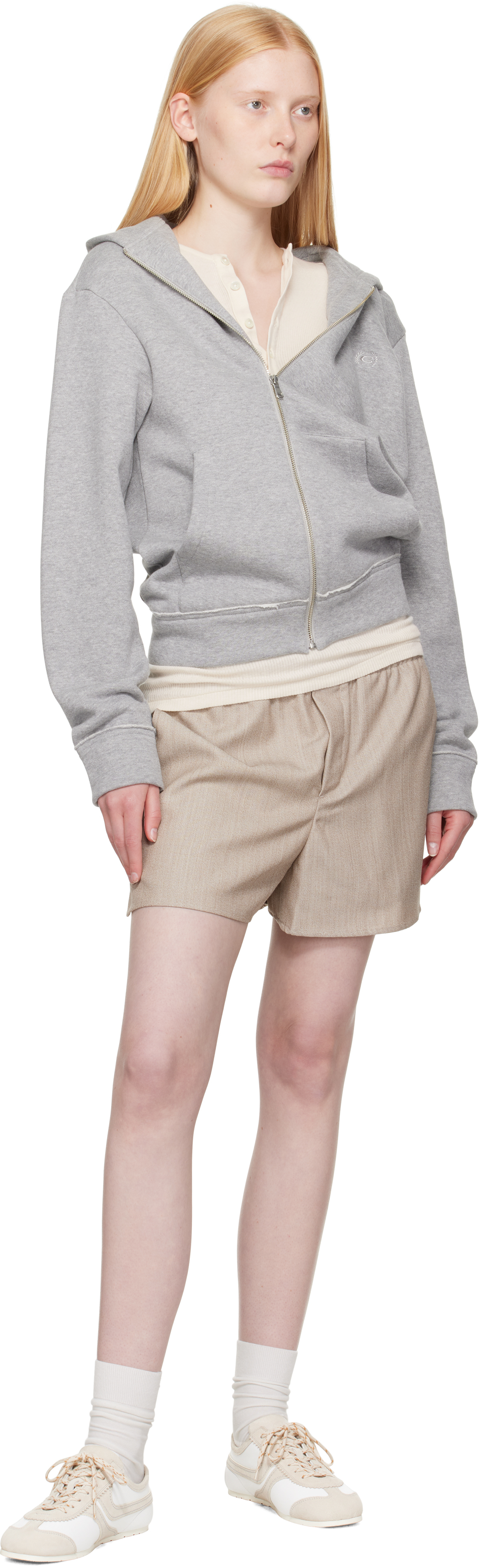 Beige Wool Elasticated Shorts