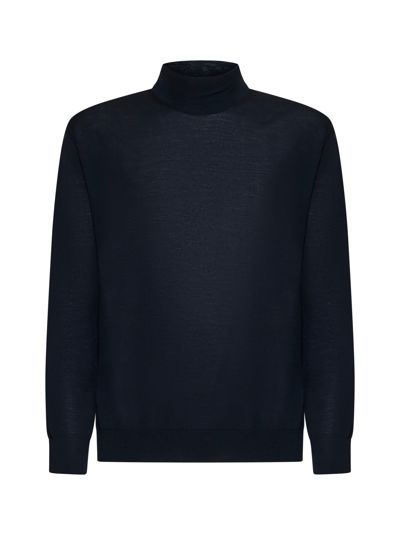 Virgin Wool Mock Neck Sweater — Blue