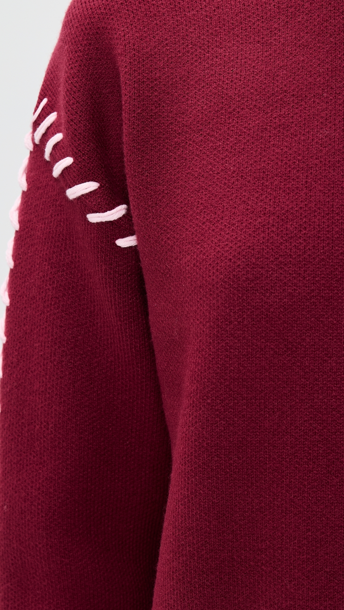 Whip Stitched Knit Mini Dress Burgundy/Pink