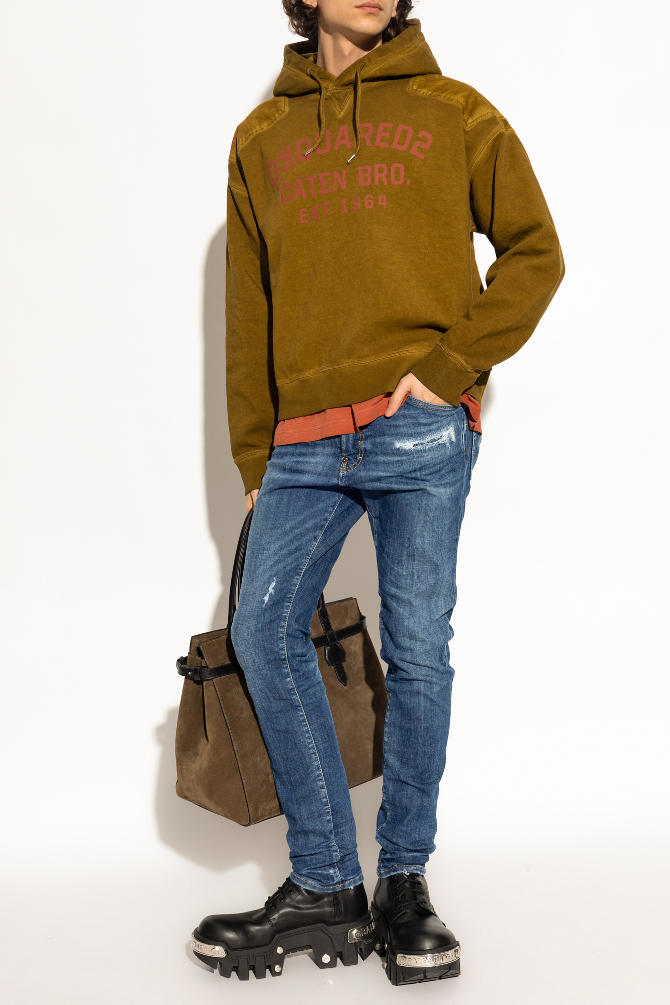 Sweatshirt With Print, Men's, Brown