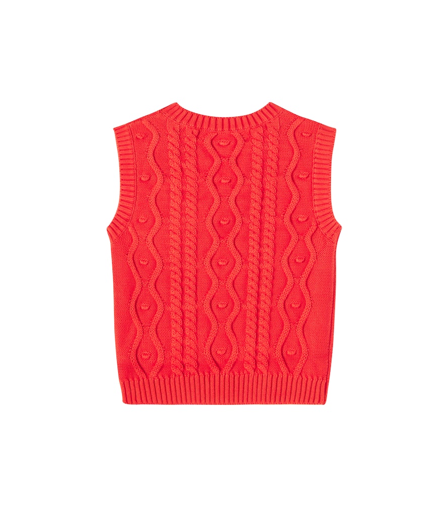 Panda cable-knit cotton vest