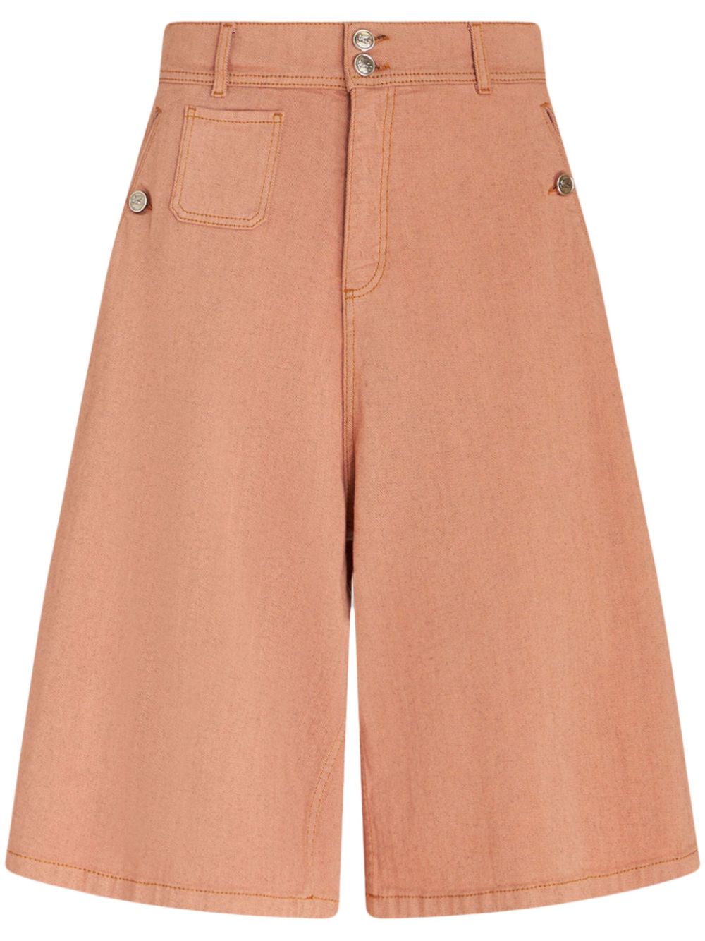 Wide-leg denim shorts - Orange
