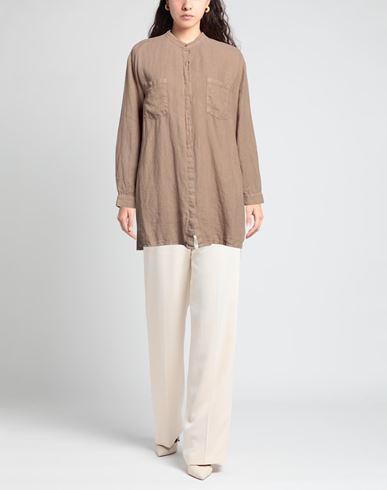 Woman Shirt Camel Size 10 Linen