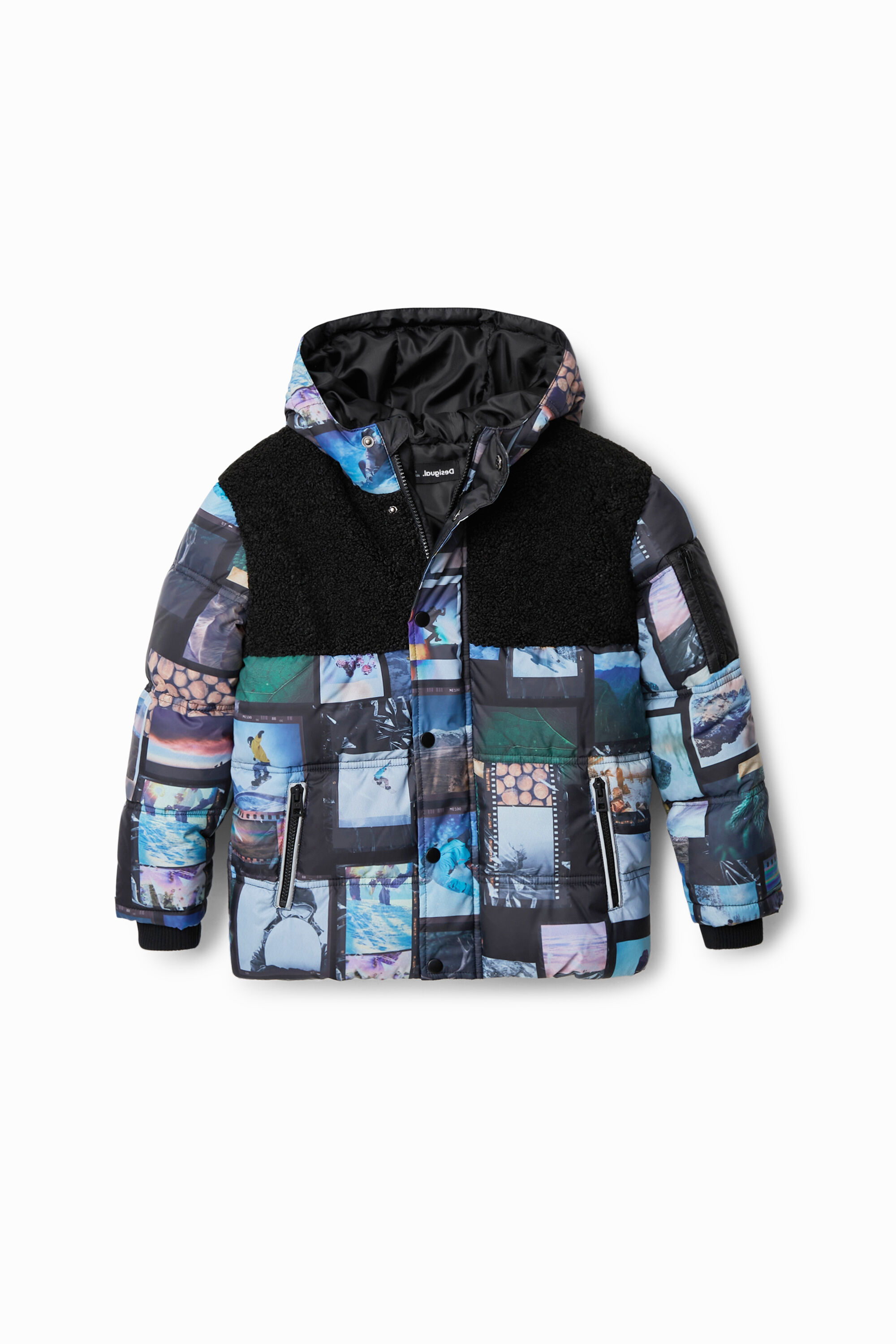 Padded photo collage jacket