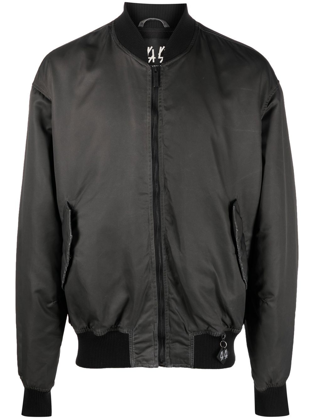 Flame logo-print bomber jacket - Grey