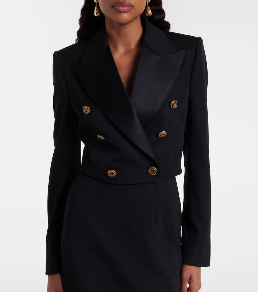 Cropped wool and silk-blend jacket