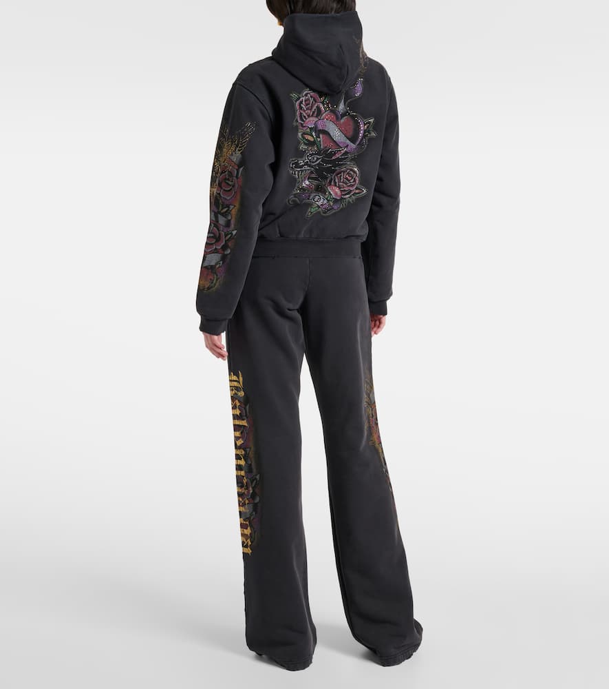 Balenciaga Tacky Tattoo distressed cotton fleece hoodie
