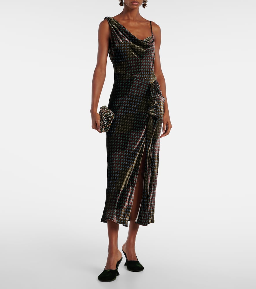 Asymmetric printed gown