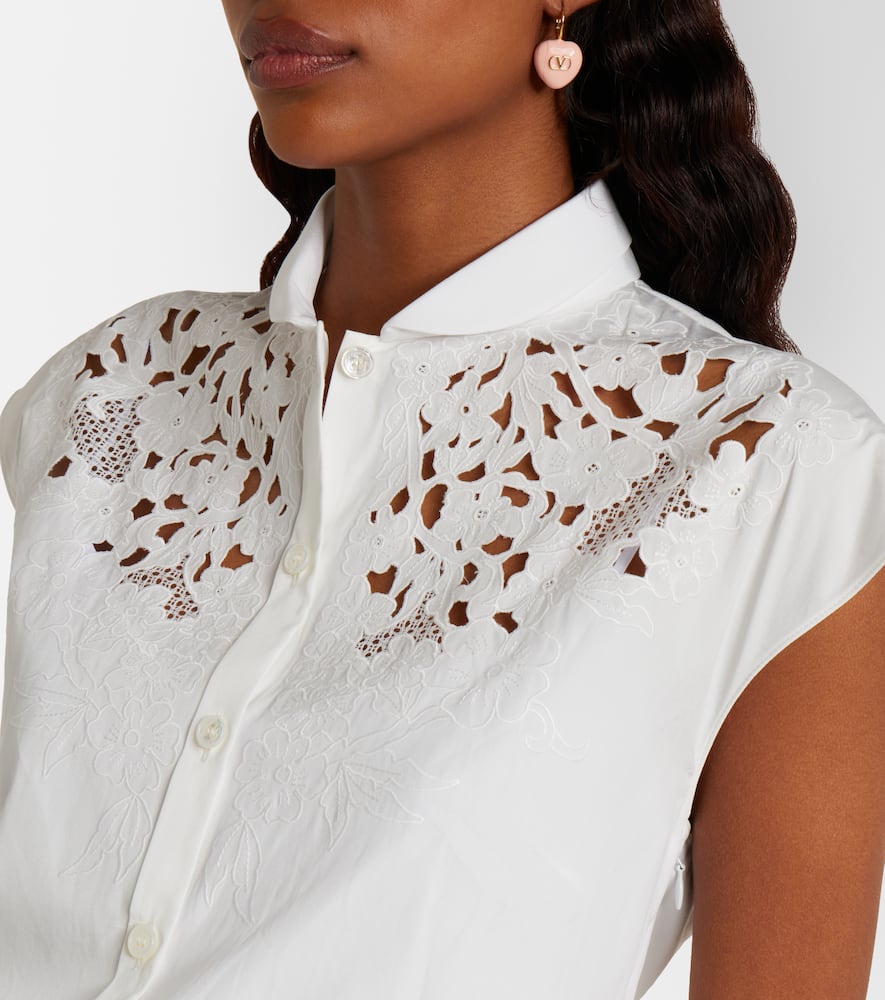 Guipure lace-trimmed cotton midi dress