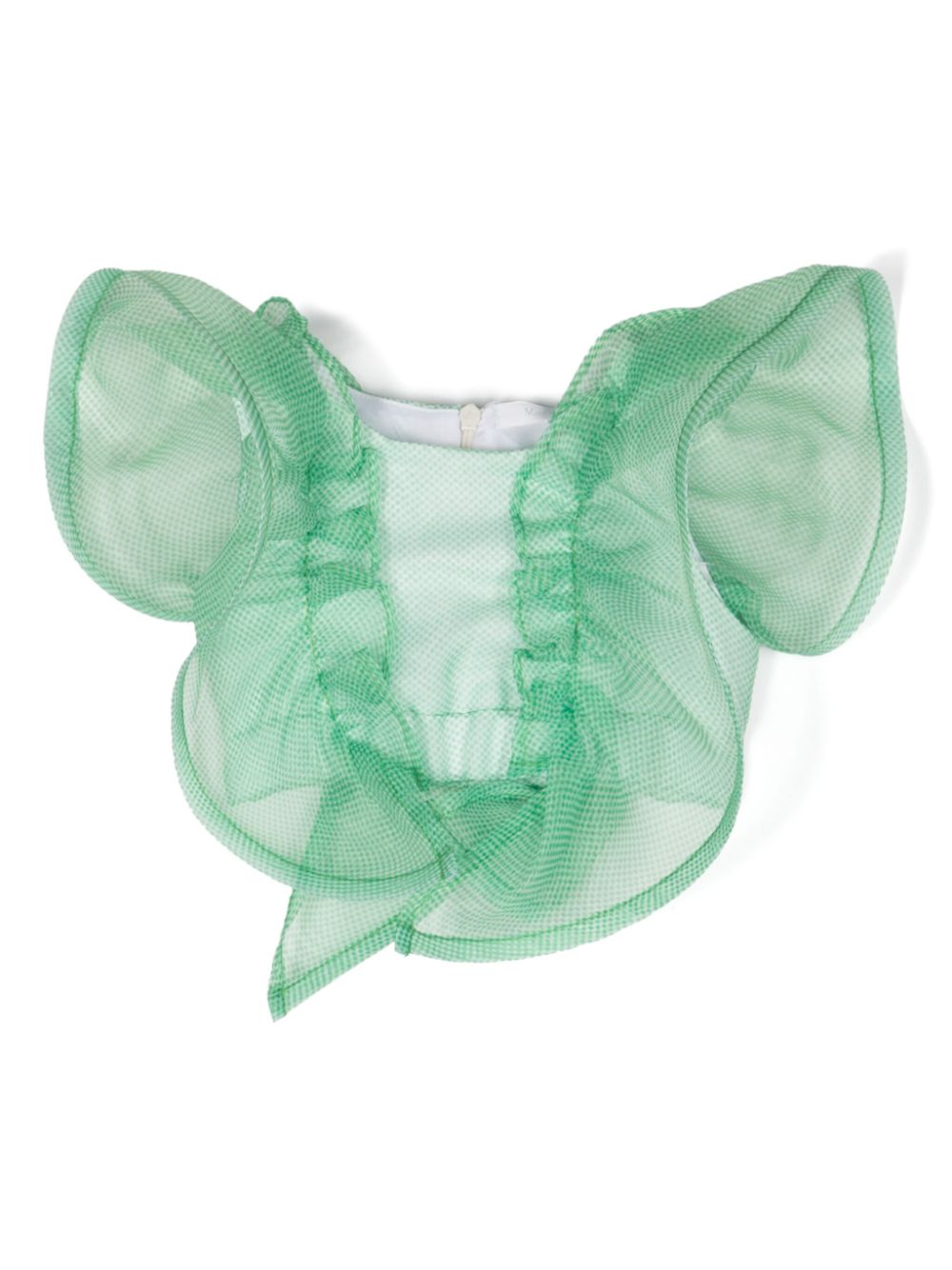 Ruffled puppytooth top - White