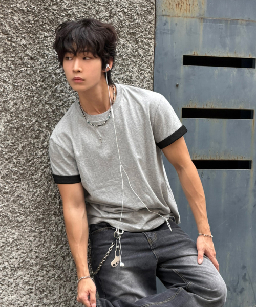 Summer Crop Color Block Roll-Up Short Sleeve T-Shirt