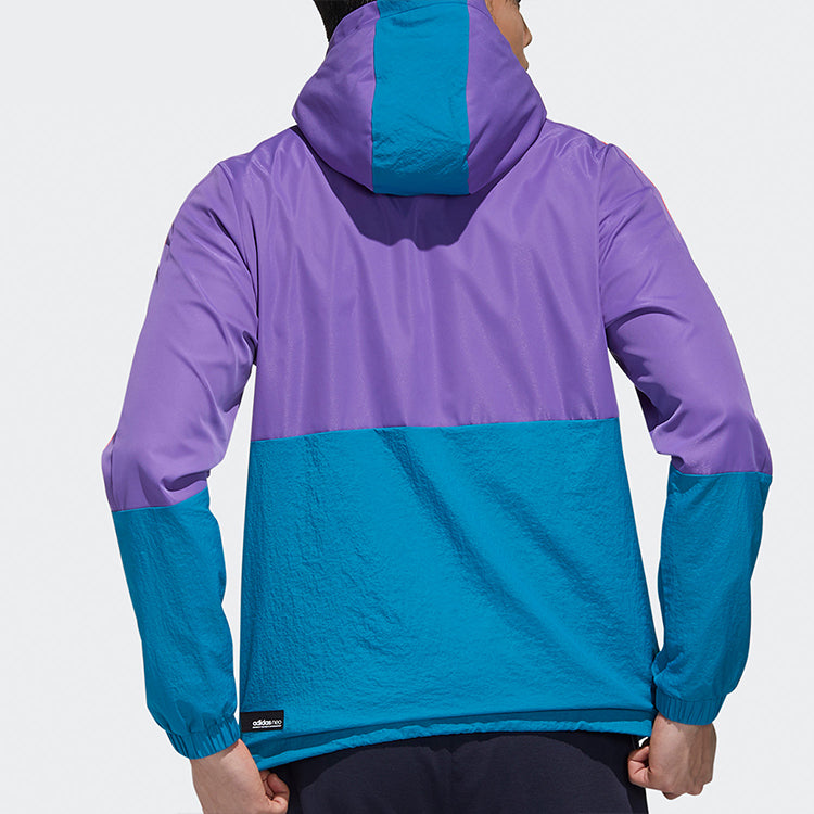 Neo M Ss Cs Wb Zipper Cardigan Windproof Colorblock Sports Hooded Jacket Purple