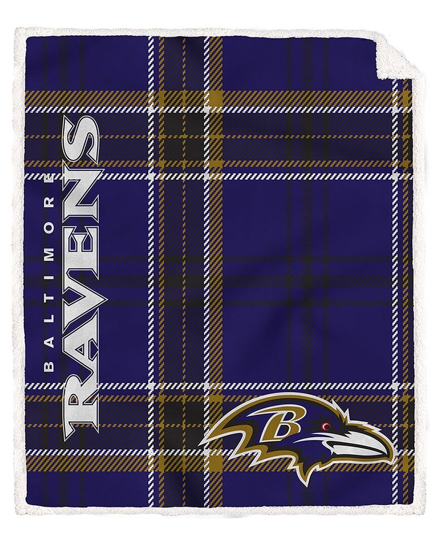 Baltimore Ravens Nfl Team Classic Plaid Sherpa Throw