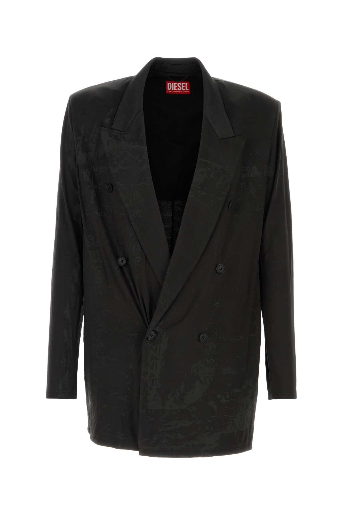 Stretch Acetate Blazer — Black