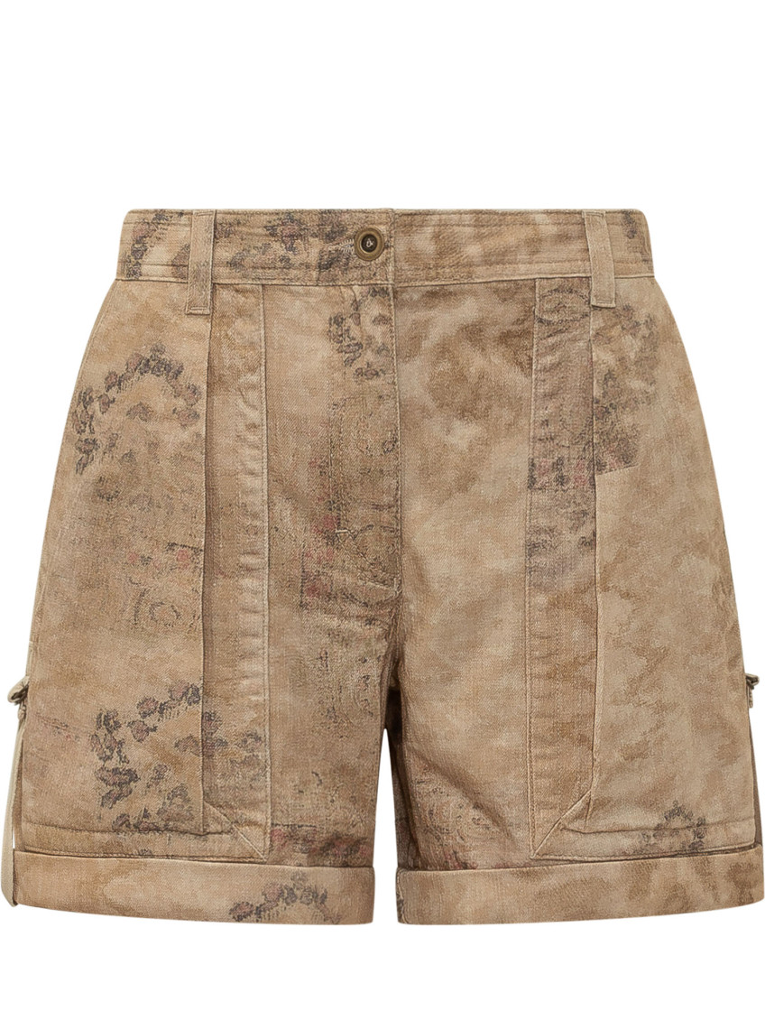 Brown Floral Shorts