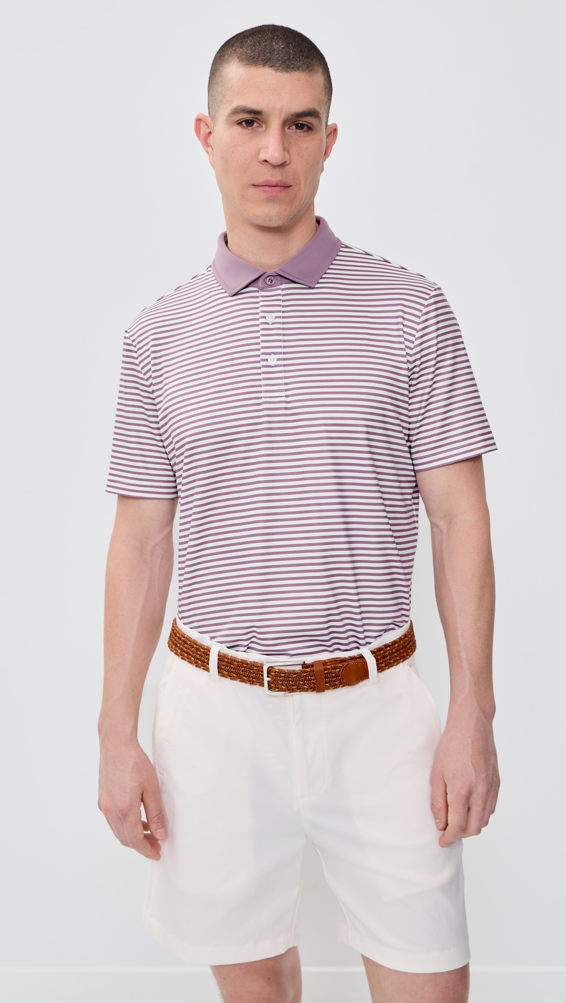 Striped Baker Polo Shirt Lilac