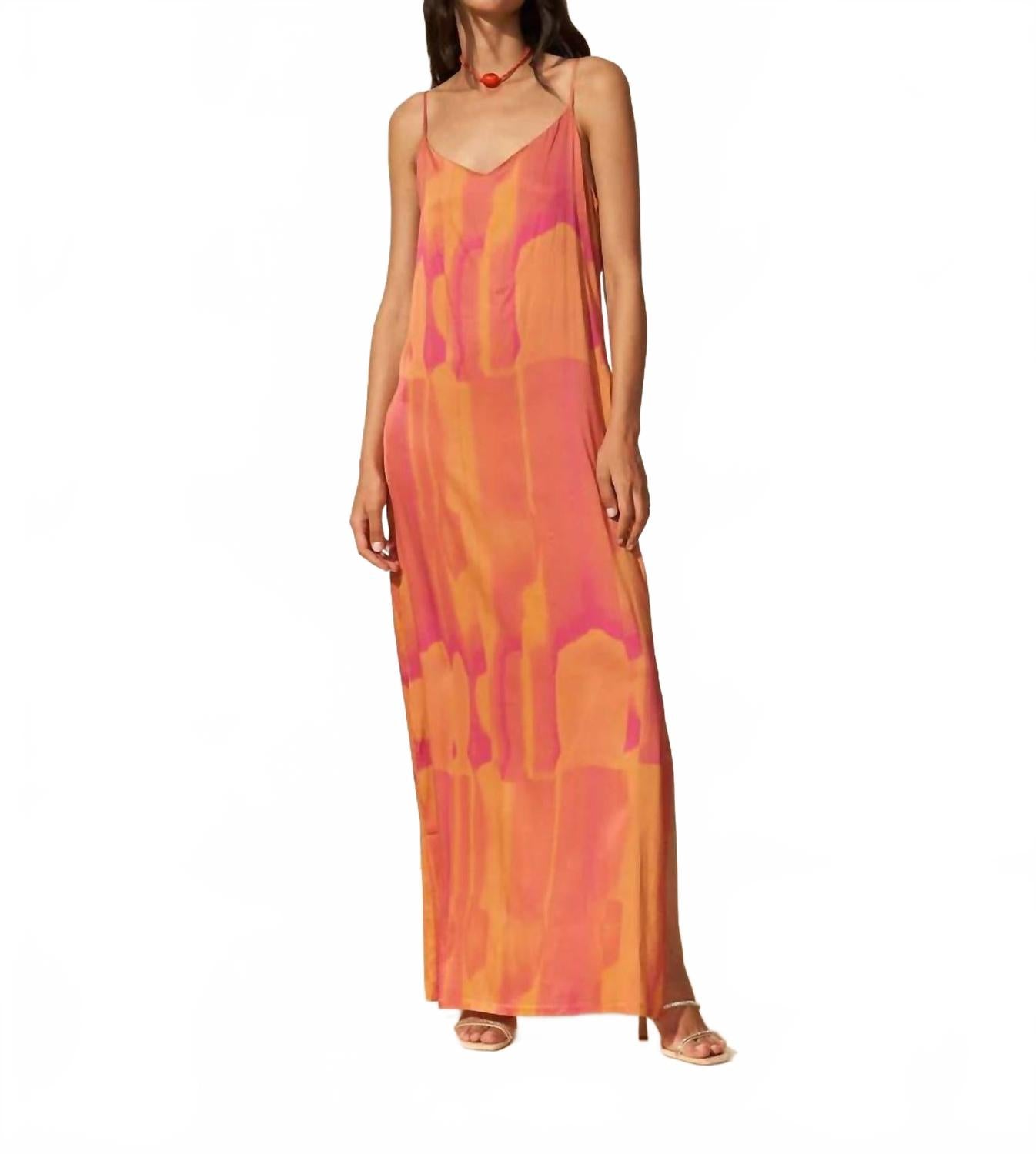 Angelique V-Neck Maxi Dress In Tie & dye