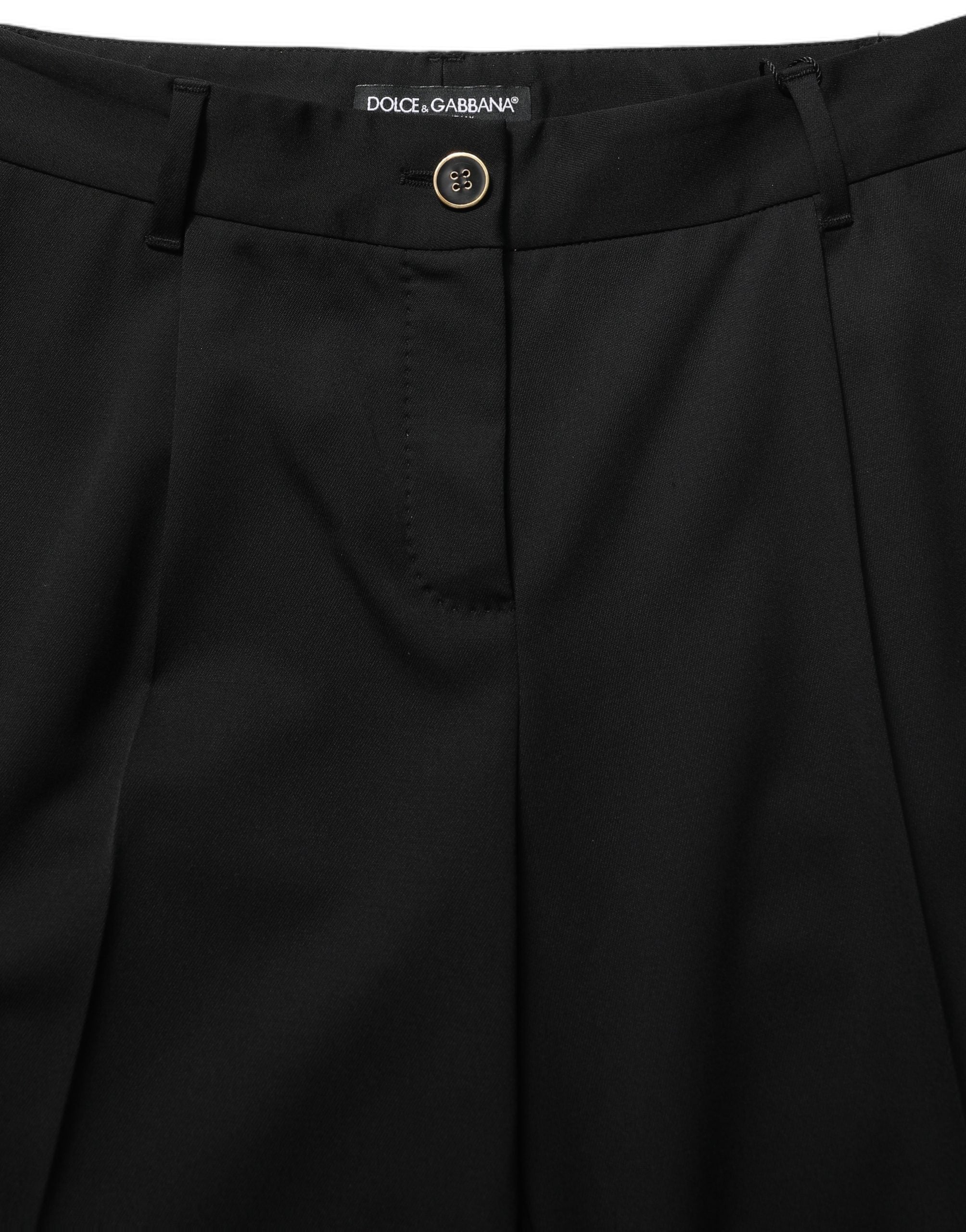 High-Waist Virgin Wool Trousers — Black