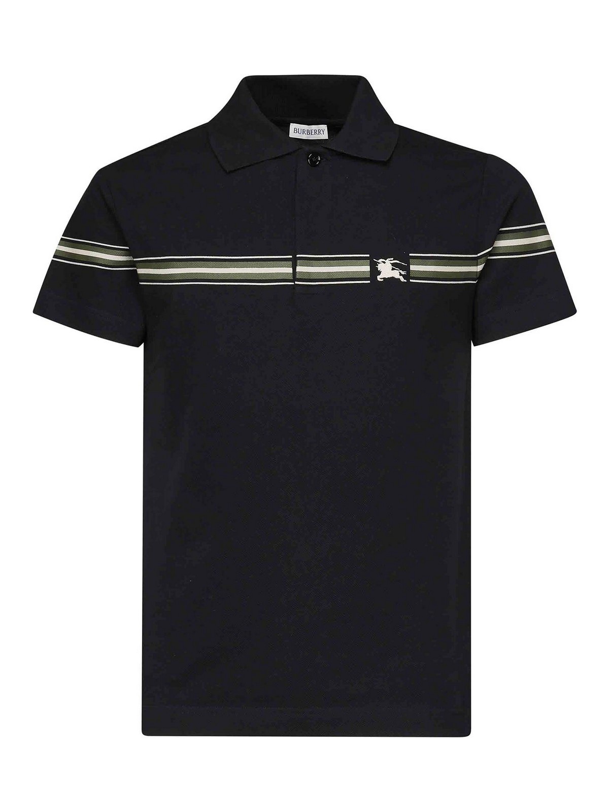 Striped cotton polo shirt - Black