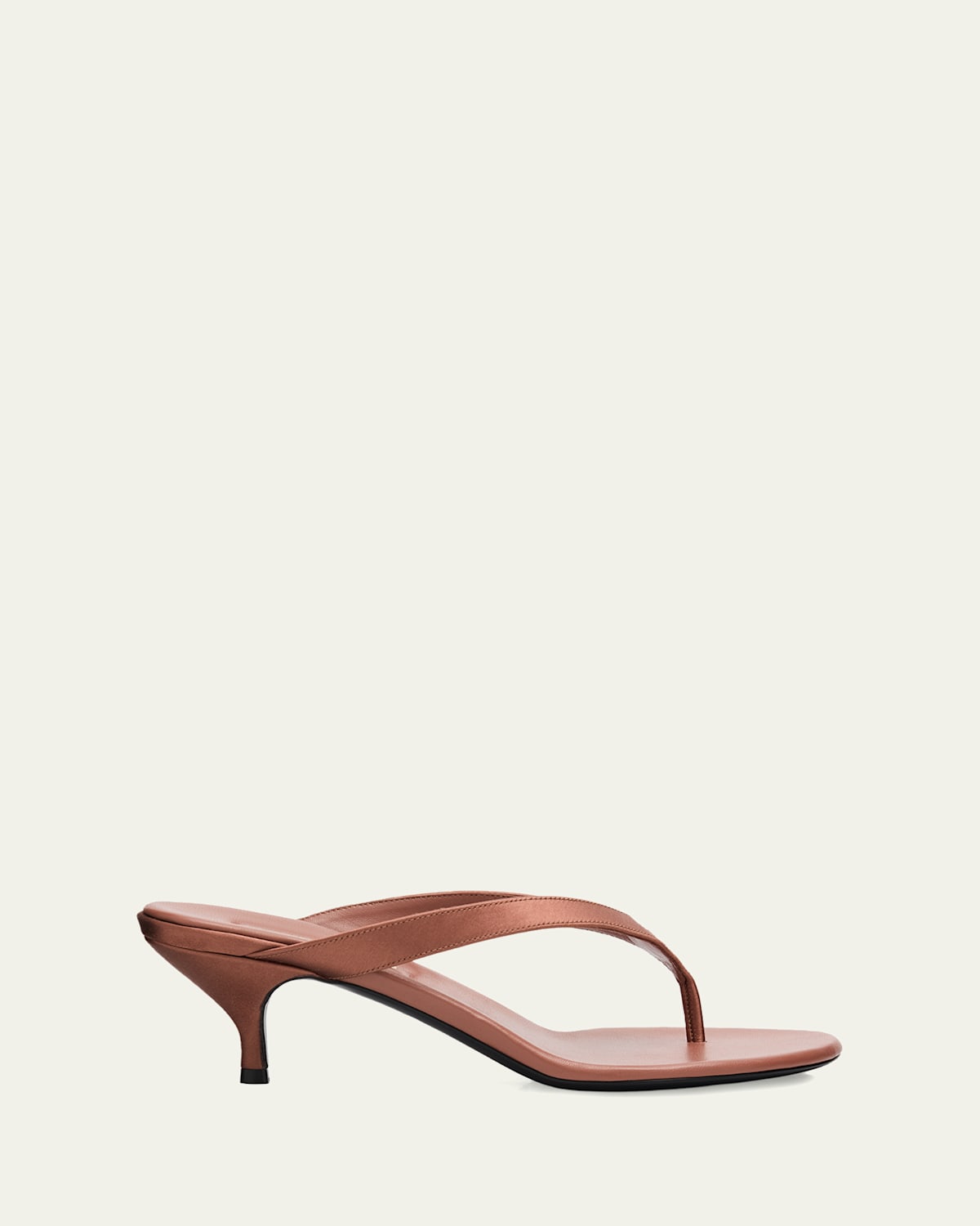 Satin Kitten-Heel Thong Sandals