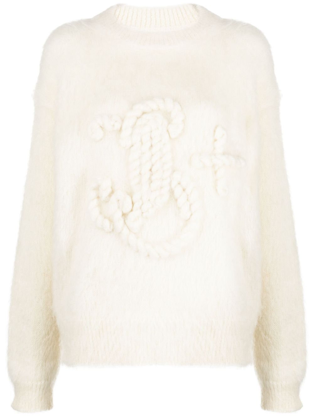 Logo-embroidered chunky-knit jumper - Blue