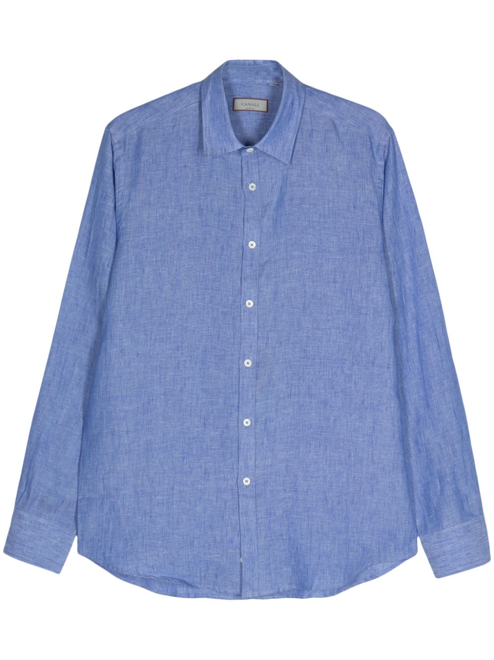 Classic-collar linen shirt - White