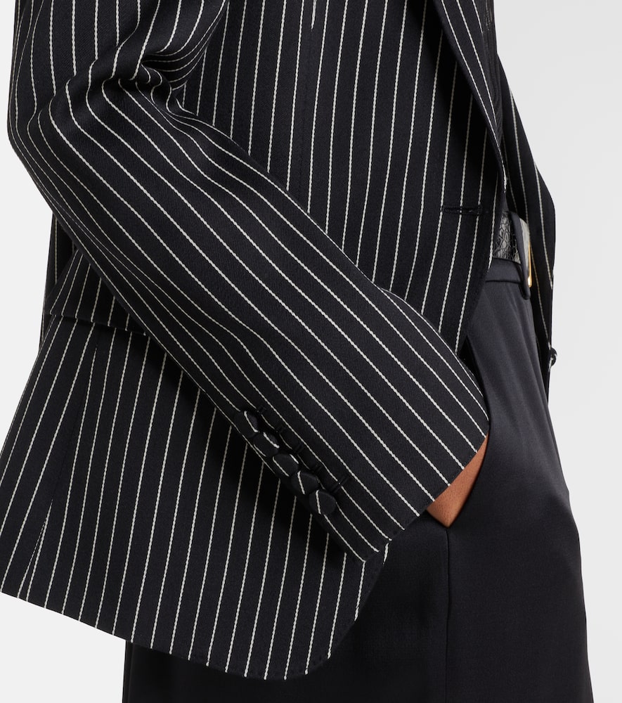 Pinstripe wool and cotton blazer