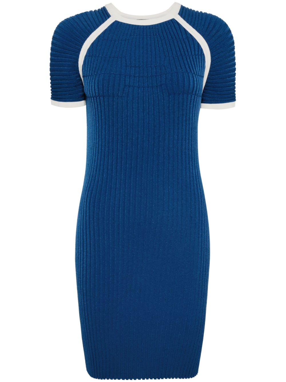 2000s ribbed-knit short-sleeved dress - Blue