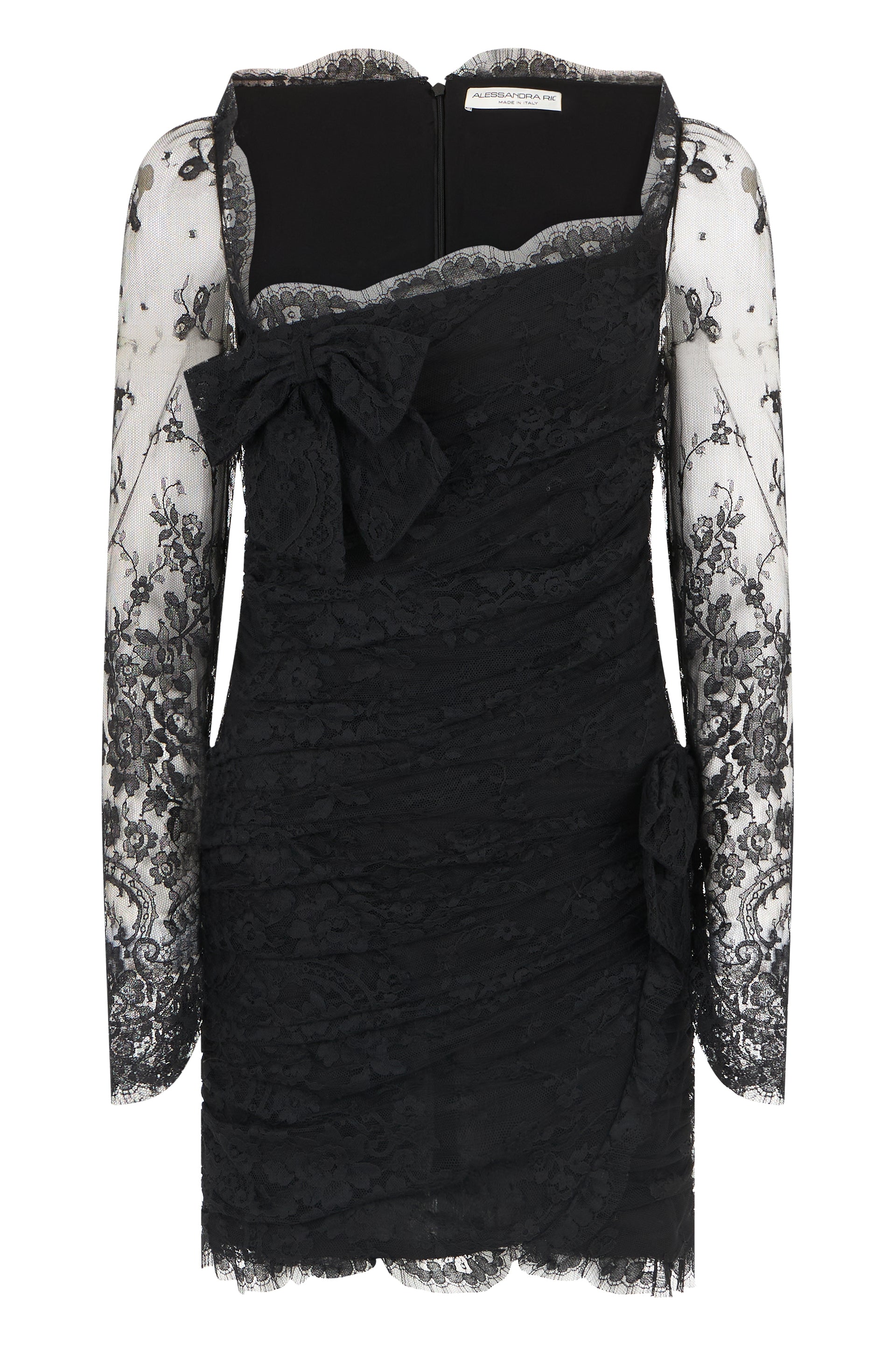 Elegant Mini Lace Dress with Sheer Sleeves